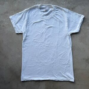 Vintage Jockey Classic White T-Shirt Made in USA 100% Cotton Single Stitch Med